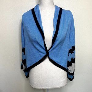 Roni Rabl Blue & Black Dolman Sleeve Cropped Cardigan
